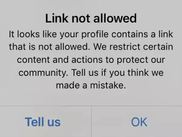 Instagram links are blocked chrome