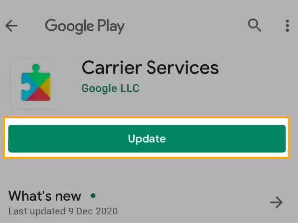Update Carrier Services from Google Store