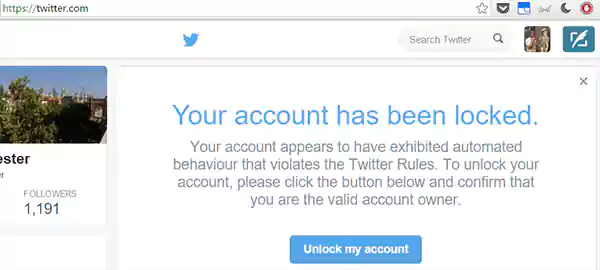 Twitter account has been locked