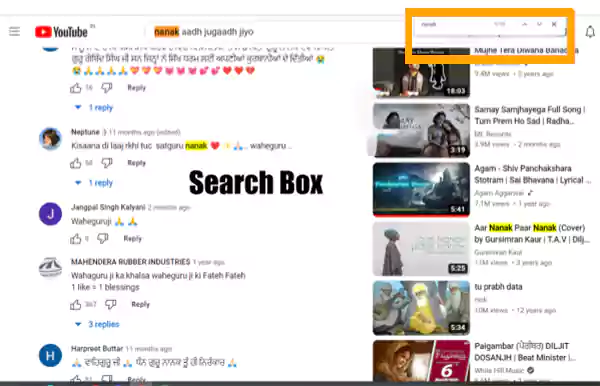 searching YouTube comment through keywords