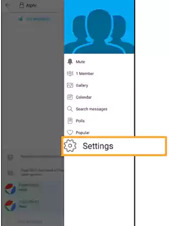settings on GroupMe