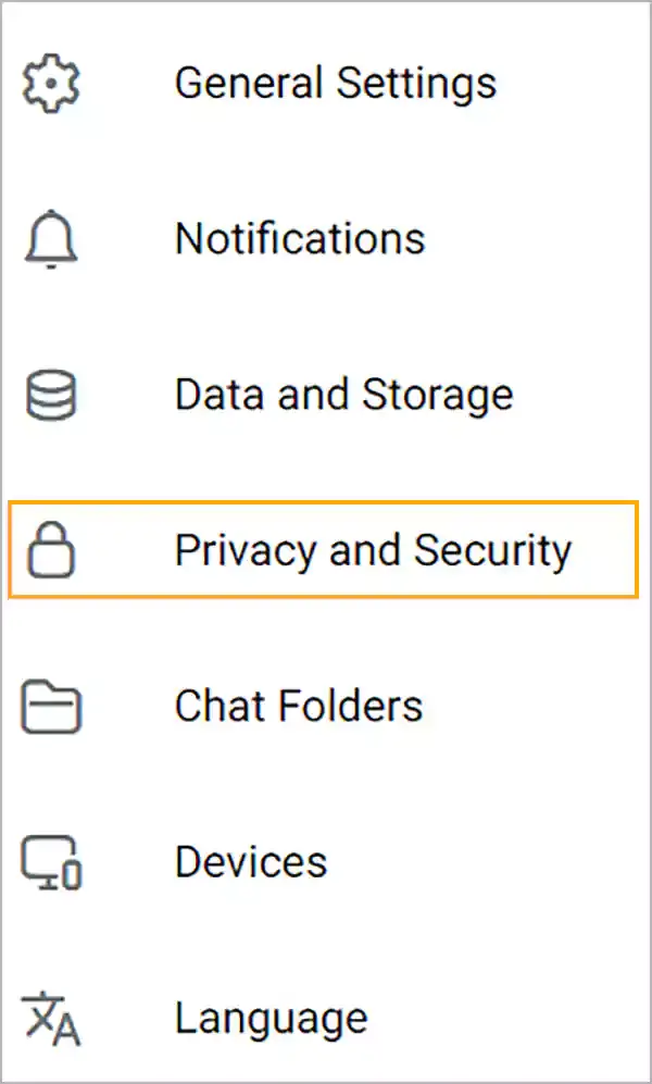 Under the Settings click on Privacy and Security 