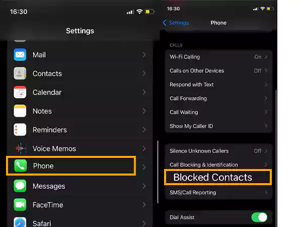 Image showing blocked contact list 