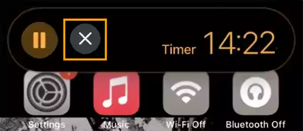 Tap on the ‘X’ icon to close the Timer