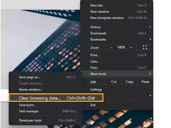 click on clear browsing data
