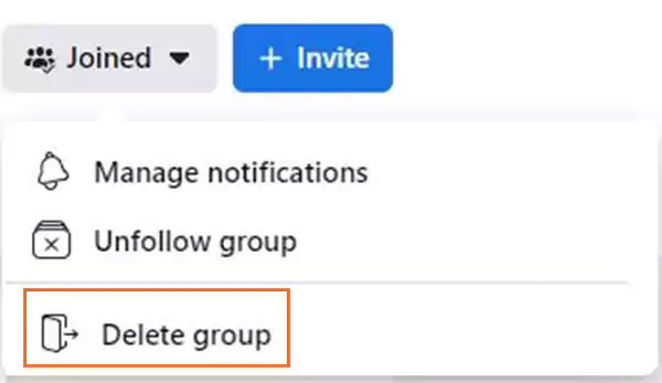 Selecting ‘Delete,Leave Group’ option