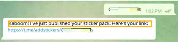 Telegram  will send you a ‘Link for your sticker packs