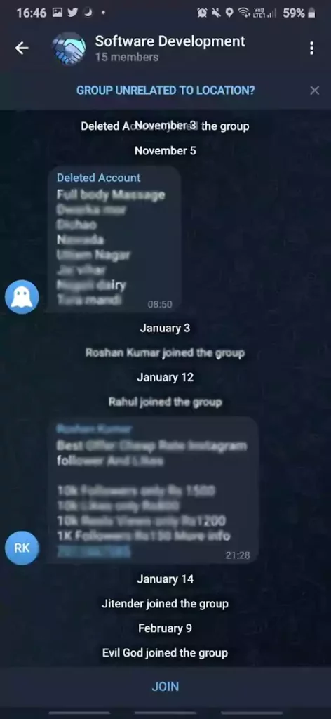 select Telegram group