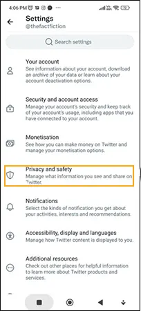Tap on “Privacy and safety”