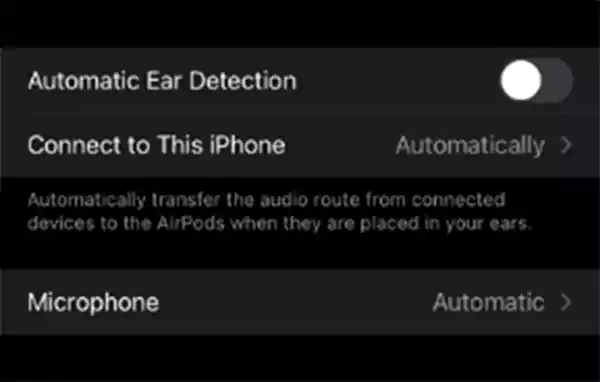 Turn off automatic ear detection