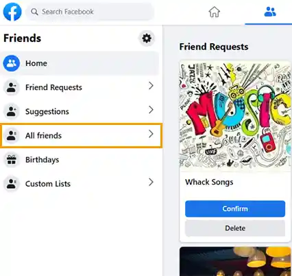 click on the all friends icon.
