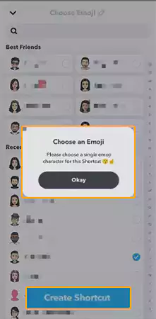 Choose an emoji and then tap on the Create Shortcut button