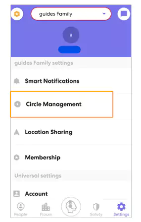 click on circle management 