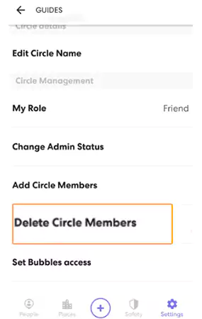 click on circle management and delete circle member