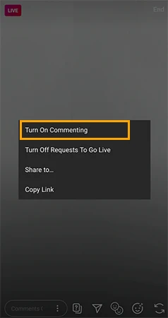 click on turn off commenting