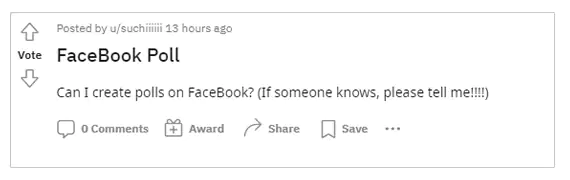 Facebook poll query on Reddit