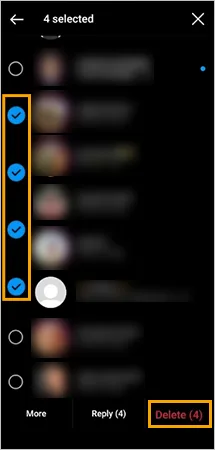 Select the chats and tap on the delete option