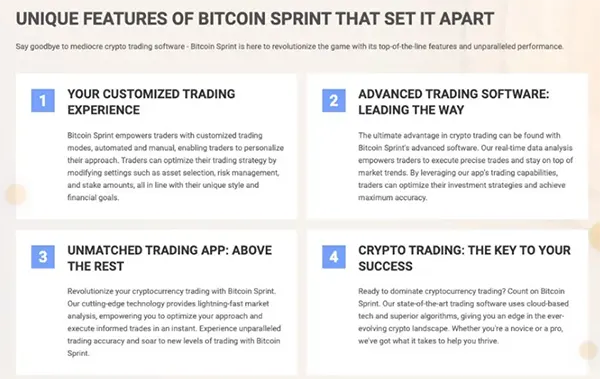 Unique Features of Bitcoin Sprint