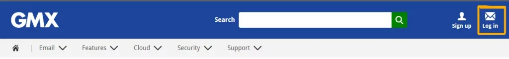Visit the gmx.com website and click on the ‘Login’ option
