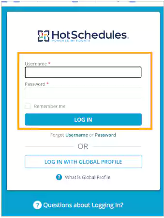 login to hotSchedules