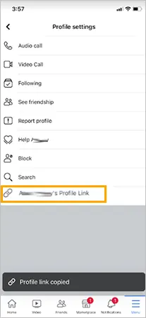 Tap that person’s profile link option.