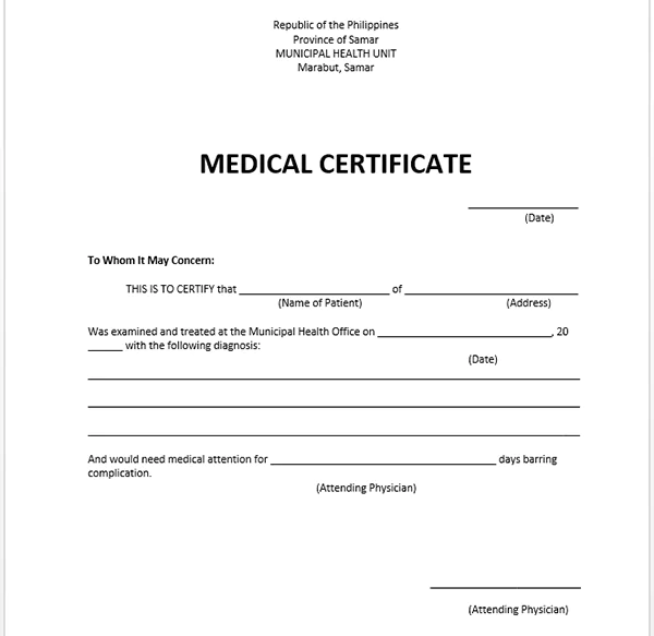 Examples of online medical certificate image