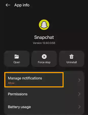 Tap on Manage notifications