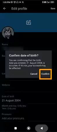 Click on Confirm