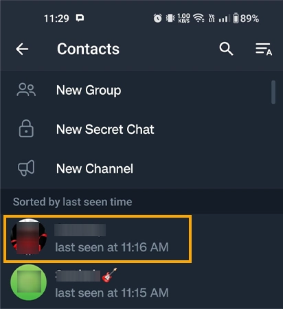 Click on the Contact you want to Delete