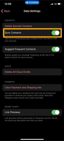Disable the Sync Contacts Option