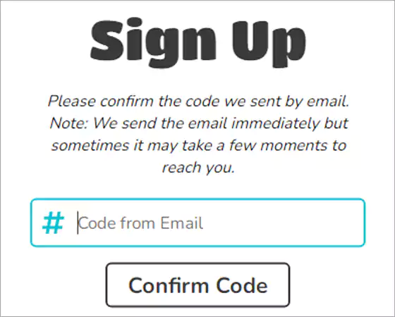 Enter code select Confirm Codes