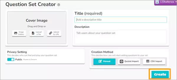 Enter details select Create