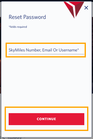 Enter your SkyMiles number email or username