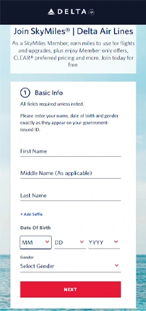 Enter your first name middle name and last name with DOB and gender in the given columns and hit Next