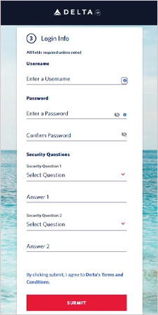 Fill in your Username and Password select a security question and click Submit