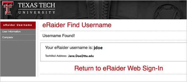 New eRaider Username generated