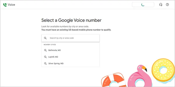 Google Voice Area Selection