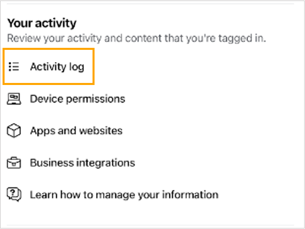 Navigate to the Activity log