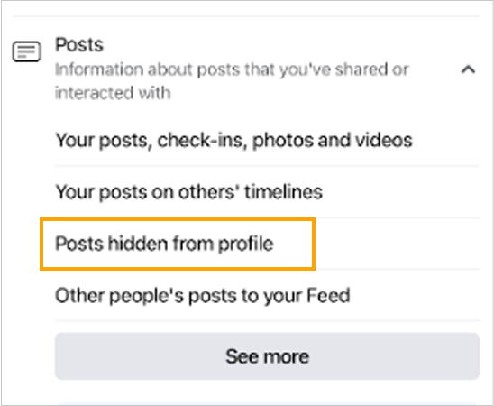 Select Posts hidden from profiles