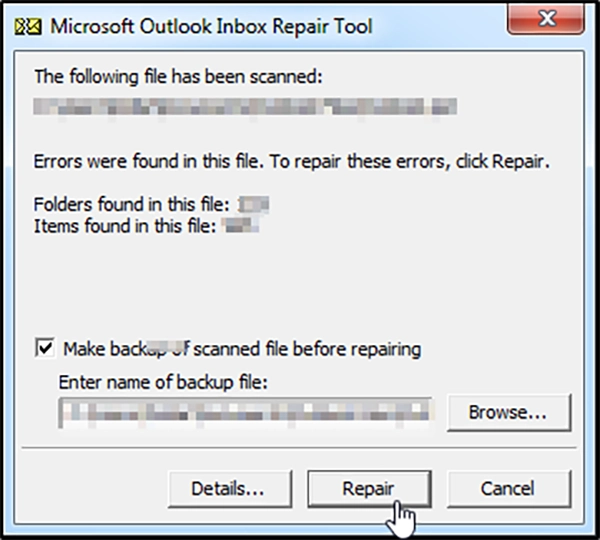 Click the ‘Repair’ button